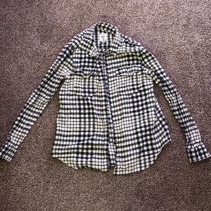 cream and black checkered flannel